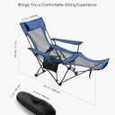 VEVOR 2-in-1 Reclining Camping Chair with Footrest for Adults, 4 Adjustable Positions, Portable Folding Lounger, Lightweight Mesh Beach Chair Supports 220lbs, Heavy Duty Camp Chairs Outdoor, Blue