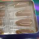 Medium Almond Press on Nails - Pink Glossy Fake Nails with 3D Gold Line Design, Acrylic Nails with Stiletto Design, Reusable Full Cover Glue-On for Women, French Manicure False Nails - Gift (24 Pcs (Pack of 1))