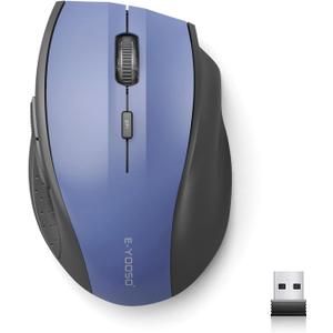 E-YOOSO Wireless Mouse for Laptop, Portable Optical Computer Mouse, 6 Buttons, Cordless 2.4GHz with USB Receiver, 5-Level 4800 DPI, 18 Months Battery Life, for PC, Chromebook, Windows, Mac(Blue)