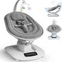 AMKE Luxury Electric Baby Swing Rocker for Infants, 5 Soothing Motions & Speeds, 3-Position Recline, Stable Dual-Motor Sway Rocking Chair for Baby Boy Girl Shower Gifts, Newborn Essentials for Parents