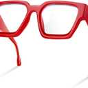 livho Oversized Blue Light Blocking Glasses for Woman - Rectangle Fashion Glasses for Computer, Chic Preppy Frame (Coral Red)