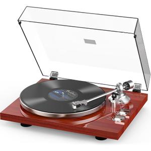Record Player Turntables for Vinyl Record Belt-Drive Wireless Output Connectivity Phono RCA Line USB Digital to PC Recording MM Audio AT-3600L Cartridge Stylus Adjust Counterweight Classic Piano Red