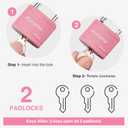 Puroma 2 Pack Keyed Padlock with 3 Keys Alike, 7/8 Inch Locker Lock 40mm Heavy-Duty Locks for Gate Fence Hasp Cabinet Toolbox School Gym Locker (Pink)