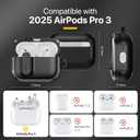 MAGEASY Odyssey AirPods Pro 3 Case Cover with Built-in Lock + Wristlet + Carabiner Clips for Carry Commute, Wireless Charging Compatible, Drop Protection, Apple AirPod Third Gen (Metal Blue)