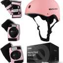 Skating Protective Gear Set for Adults & Youth - Helmet, Knee Pads, Elbow Pads & Wrist Guards for Inline Skating, Roller Skating & Skateboarding (Ages 14+) (Pink)
