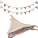 19.6ft Pennant Banner Bunting Flags Multicolor, Garland Triangle Banners Fabric for Boho Shower Wedding Party Decorations Playroom Decor (Pastel 2PCS)