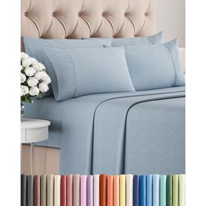 Full 6 Piece Sheet Set  Cooling & Breathable Bed Sheets  Hotel Luxury Bed Sheets for Women, Men, Kids & Teens  Bedding with Deep Pockets & Easy Fit  Soft and Wrinkle Free  Full Denim Blue Sheets