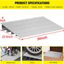 Door Threshold Ramp 4" Rise Door Ramp Aluminum Entry Ramp or Doorways Rated 800 lbs Load Capacity forWheelchair Scooters Power Chairs Walkers Metallic
