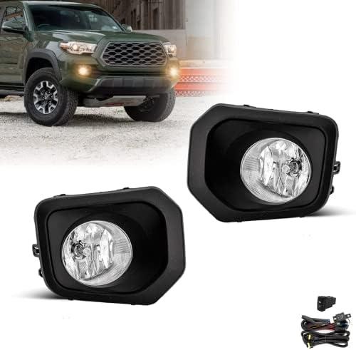 SPIEGEER Fog Lights Assembly For 2016 2017 2018 2019 2020 2021 2022 Toyota Tacoma Replacement Fog Lamps with Wiring & Switch H16 12V 19W Halogen Bulb Clear Lens