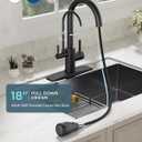 FORIOUS Black Kitchen Faucets with Water Filter, 2 in 1 Stainless Steel Pull Down Sink Faucet and Purified Water Faucet Rustic High Arc Single Handle with Detachable Deck for 1 or 3 Hole