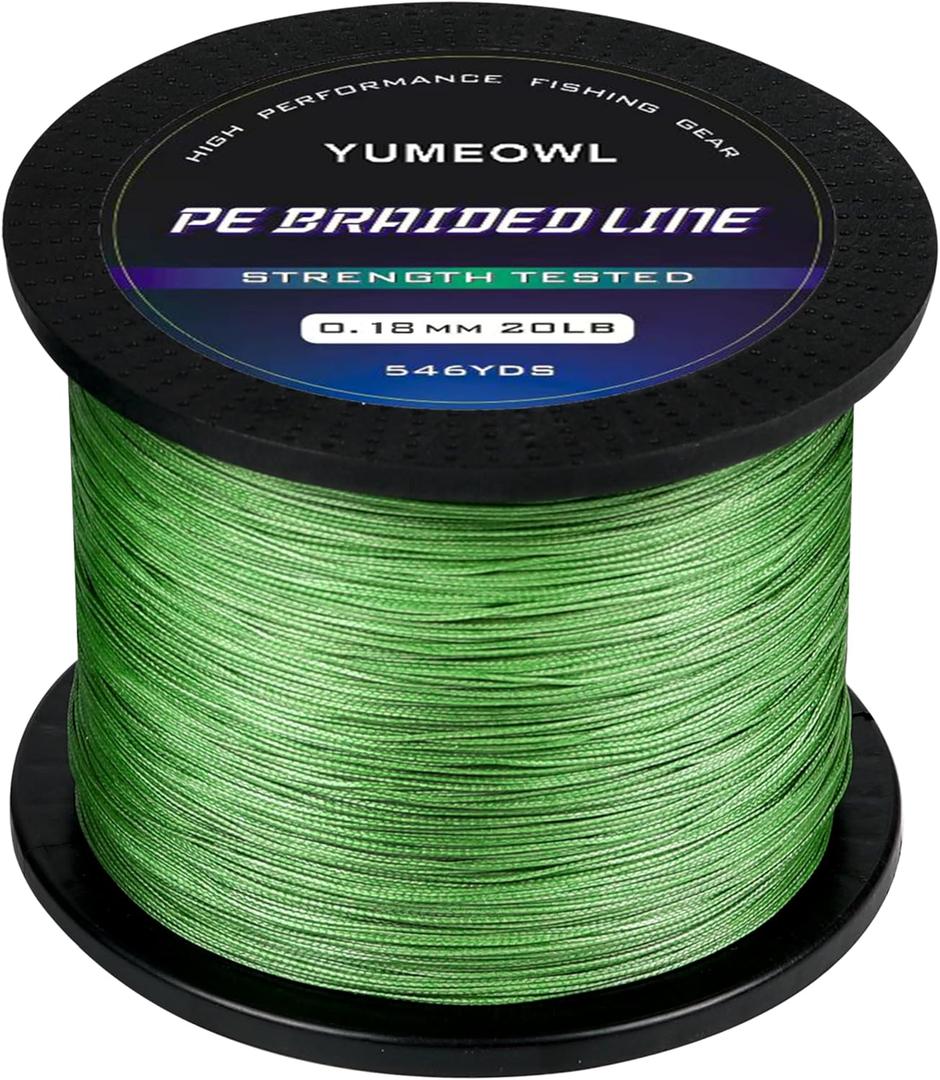 Thinner Braided Fishing Line, Ultra-Strong Abrasion Resistant Zero Stretch Braided Line, 4&8 Strand (X4-6lb-328yds-0.06mm, Moss Green)
