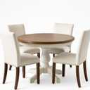 COLAMY Upholstered Parsons Dining Chairs Set of 4, Fabric Dining Room Kitchen Side Chair with Nailhead Trim and Wood Legs - Beige,No Table