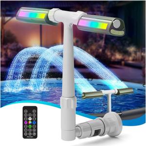 Pool Fountain with 8-Color 4-Mode LED Lights, Above/ Inground Pool Fountain Lights with Remote, 360°Adjustable Pool Sprinkler for Relaxation & Cooling 10-20°F Pool Fountain with 8-Color 4-Mode LED Lights, Above/ Inground Pool Fountain Lights with Remote, 360°Adjustable Pool Sprinkler for Relaxation & Cooling 10-20°F