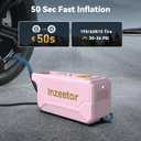 Inzeetor 150 PSI Tire Inflator Portable Air Compressor, 12V DC Auto Shutoff Air Pump with Digital Pressure Gauge and Emergency LED Light for Car Tires, Bicycle & Balloons, Pink