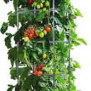LINEX Raised Garden Bed Planter Box with Trellis, 67.6 Tomato Planters for Climbing Plants Vegetable Vine Flowers Outdoor Patio, Tomatoes Cage w/Self-Watering & Wheels, Size: 16.4"D x 12.4"W x 67.6"H
