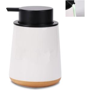 Ceramic Hand Soap Dispenser - Farmhouse Bathroom Lotion Hand Pump Dispenser Soap Dispenser for Kitchen Hand Wash Dispenser, 12 oz (White Liquid Dispenser)