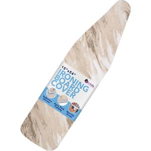 HOLDN STORAGE Ironing Board Cover - Silicone-Coated, Scorch-Resistant 15 x 54 Padding with Hook & Loop Straps, Cover Fits All Standard Sizes - Beige Marble
