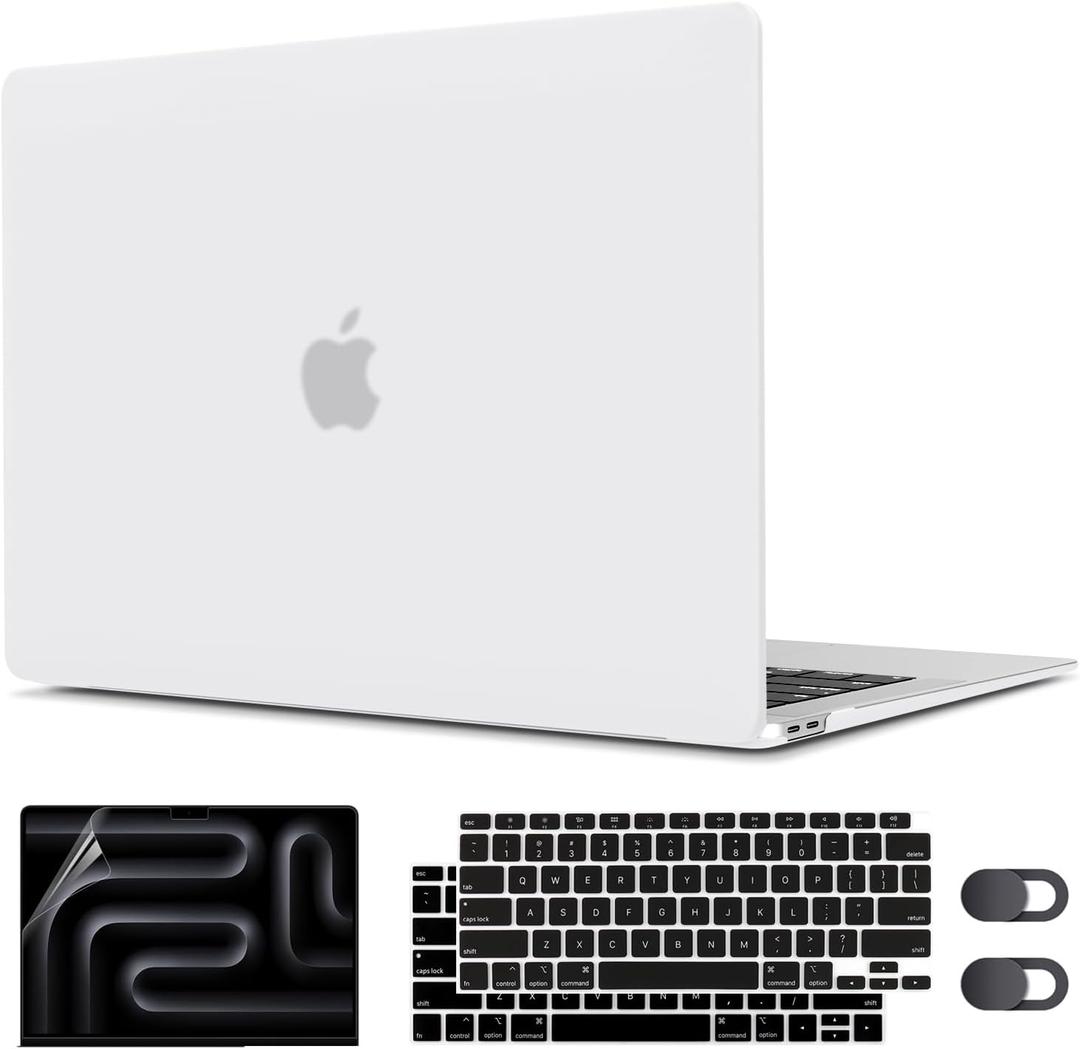 CISSOOK Matte Clear Hard Shell Cover for MacBook Air 13 Inch M1 Case 2020 2021-2018 Release Model A2337 M1 A2179 A1932 with Touch ID, Plastic Hard Case for Air 13" with Keyboard Cover Screen Protector