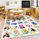 Kids Rugs for Playroom Educational Rug for Learn The ABC Alphabet, Soft Machine Washable Non-Slip Cute Carpet for Classroom Toddler Nursery Kids Room Decor Mat, Size 7x9"