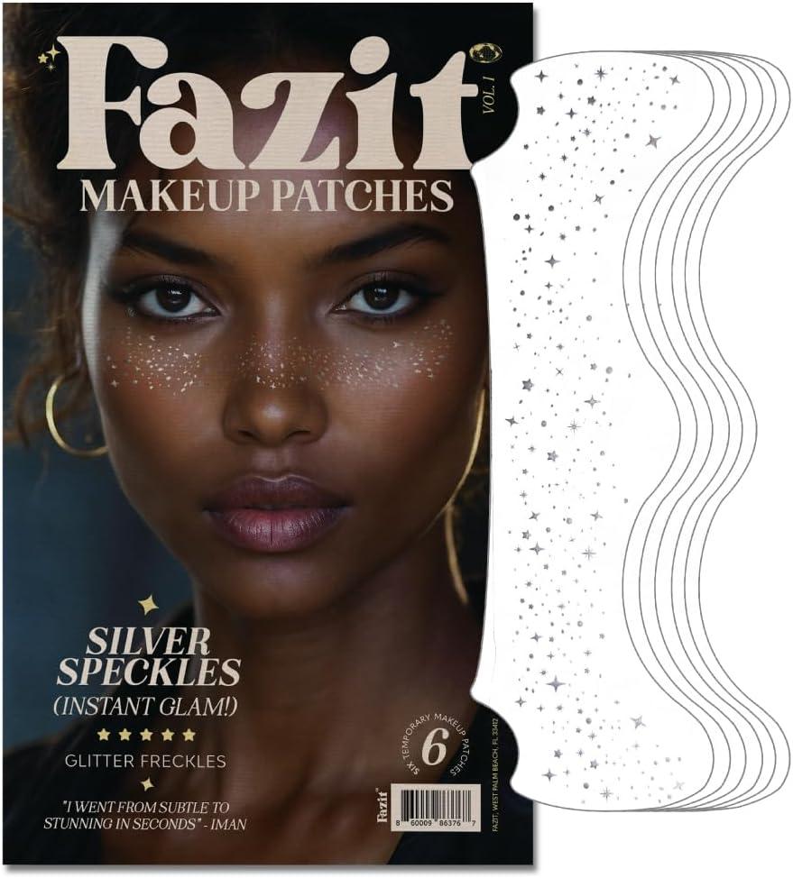 Fazit Makeup Patches - Silver Speckles - Glow Up Make-Up Patches - Cute Glitter Makeup Accessories for Women - Cosmetic Glitter for Face