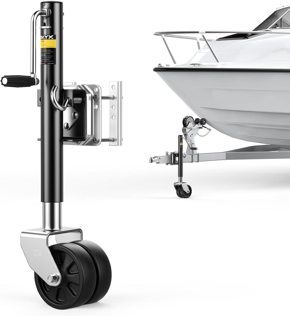 KYX 2200 Lbs Boat Trailer Jack with 6 Inch Dual Wheel, 10.2" Vertical Lift, Heavy Duty Swivel Tongue Jack for RV, Boat, Horse & Utility Trailers