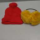 Toulite 2 Pcs Christmas Adult Knit Beanie Unisex Ear Muffs Set Winter Red Warm Snug Knit Hat Yellow Ear Warmers Cute Faux Fur Ear Covers Headband For Men Women Cosplay Parties Outdoor Gifts