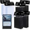 400 Pack Card Sleeves, 200 Matte Black Trading Card Sleeve and 200 Perfect Fit Sleeves Ideal for Double-Sleeving, Compatible with MTG, TCG