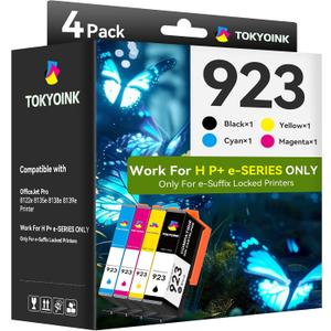TOKYOINK 923 High Yield Ink Cartridges Replacement for HP 923 923e Ink, ONLY Compatible with H P+ e-Series Printers (8122e 8135e 8138e 8139e) Not for Non-e Standard Printers 4 Pack Old Tool