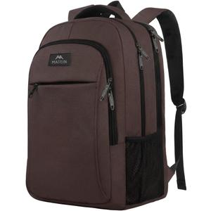MATEIN 32L Laptop Backpack, Water Resistant School BookBag Fits 15.6 Inch Laptop Computer, Sturdy Personal Item Bag Casual Travel Daypack Carry on Underseat Luggage Backpack for Airlines, Brown