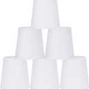 LAMPWELL VIRGO Clip-on Chandelier Lamp Shades,Set of 6,Small Barrel,5.2"4"H5.2",Fabric, Handmade,Traditional Decorative,ONLY FOR CANDLE BULB,Offwhite