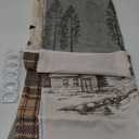 Cabin Retro Rustic Lodge Shower Curtain, Bear Deer Country Hunting Wild Animal Fabric Shower Curtains, Plaid Check Adventure Bathroom Curtain Liner with Hooks (47x64) (Green Brown)