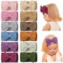 jollybows 12 PCS Baby Nylon Headbands Handmade Wide Baby Girl Bows Headbands Elastics HairBands Hair Accessories for Newborn Infants Toddlers Kids