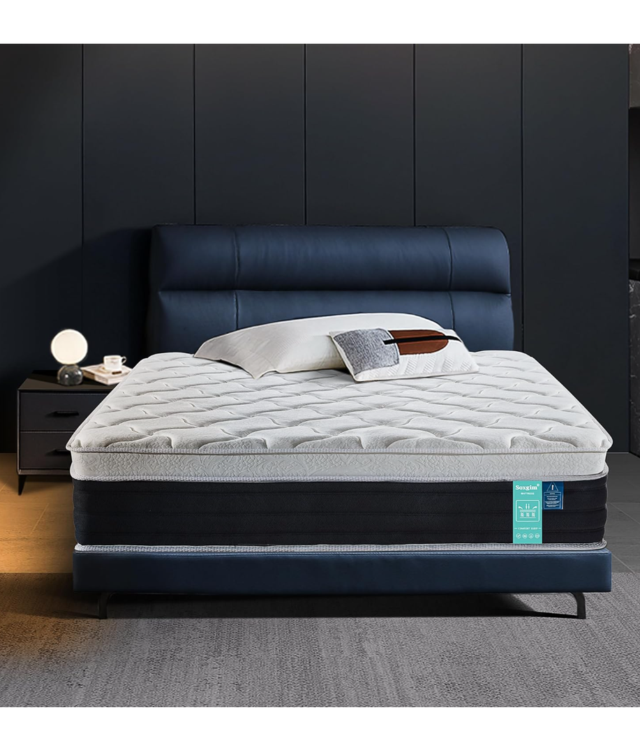 Soxgim King Mattress 12 inch King Size Mattress 80"*76"*12" Healthy Material Soft Comfortable Breathable FourSided Reinforcement Quiet Easy to Clean Vacuum Packed King