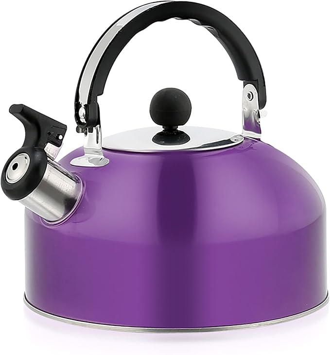 Food Grade Stainless Steel Teakettle is Best for Boiling Water, Brewing Tea, and Making Coffee (Purple)