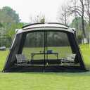 GREGIN Screen House Room 11x11 Ft Mesh Net Tent Canopy Shelter Gazebo, Easy Setup & Waterproof & Sunshade, Suitable for Camping Trip, Backyard, Beach, Picnic