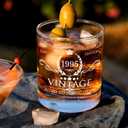 30th Birthday Gifts for Men Whiskey Glass Set - 30th Birthday Decorations, Party Supplies - 30 Year Anniversary, Bday Gifts Ideas for Him, Dad, Husband, Friends - Wood Box & Whiskey Stones & Coaster