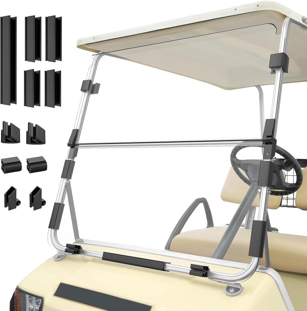 Panglong Golf Cart Foldable Windshield for Club Car DS 1982-2000.5 with Windshield Clip Kit, Dustproof and Windproof Windshield Fit DS OldeModels