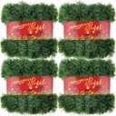 4Pcs Total 200 Ft Green Christmas Garland Decorations, Christmas Artificial Pine Greenery Garland Outdoor Indoor Decor, Soft PVC Xmas Garland for Stairs Railing Window Christmas Holiday Decor