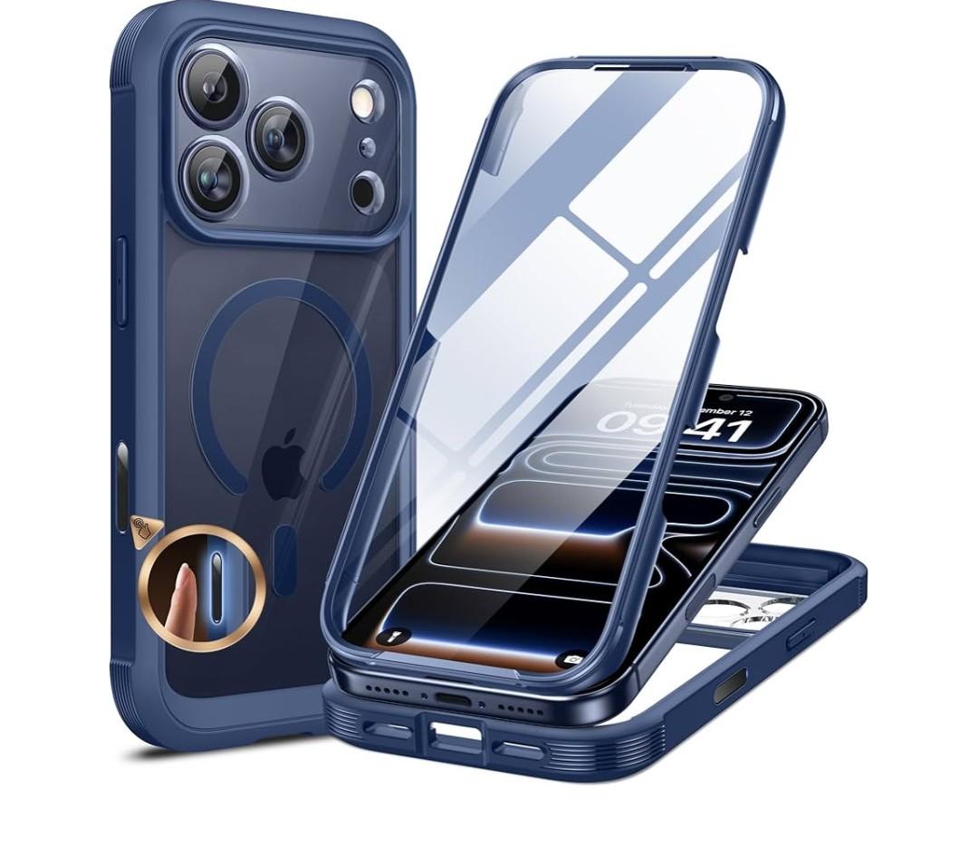 Miracase for iPhone 17 Pro Max Case 6.9" Full-Body Phone Case with Built-in Glass Screen Protector& Full Camera Protector,[Magnetic with MagSafe] Drop Proof 17 ProMax Cover, Blue