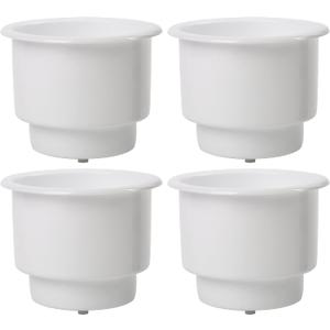 Amarine Made 4Pcs Marine Plastic Cup Drink Holder with Drain Insert, White