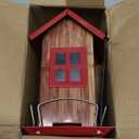 Kingsyard Cute Bird House Feeders for Outside, Hanging Metal Bird Feeder with 4 Ports, Outdoor Garden Yard Decorations for Cardinals Finches Chickadees Goldfinches & Sparrows Birds Watching 4.7*4.7*7.6 in
