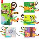 Beiens Baby Books Toys, Touch and Feel Crinkle Cloth Book for Infant Baby 0-3-6-12-18 Months, Early Development Interactive Stroller Soft Toys, Newborn Gifts for Boys Girls