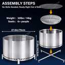 HGD 27.5" Smokeless Firepit with Stand & Grill Rack, Large Stainless Steel Wood Burning Fire Pit for Friends & Family Gatherings, Secondary Combustion Outdoor Patio Stove for Garden BBQ & Bonfire