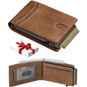 furid Card Wallet For Men Slim: Smart Rfid Minimalist Front Pocket Pop Up Wallet with ID Window - Gifts for Husband Father at Birthday Anniversary