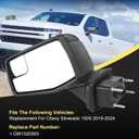 Door Mirror Left Driver Side Replacement For Chevy Silverado 1500 2019-2024, Replace GM1320583 Black 5Pins