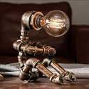 LCYFBE Creative Iron Robot Table Lamp Retro Robot Water Pipe Table lamp Bar Restaurant Cafe Steampunk Decoration