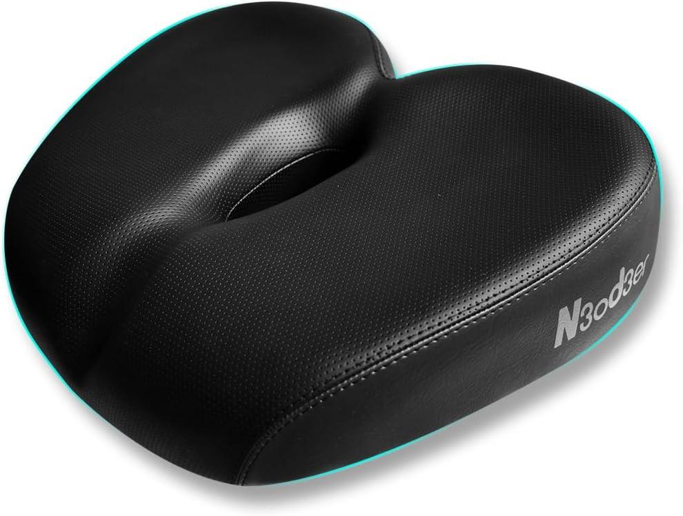 Comfortable Bicycle Saddle for Exercise and Road Bicycle Oversized Comfort Seat for Stationary Extra Wide Replacement Padded Bike Saddle Cushion for Women and Men (Noseless)
