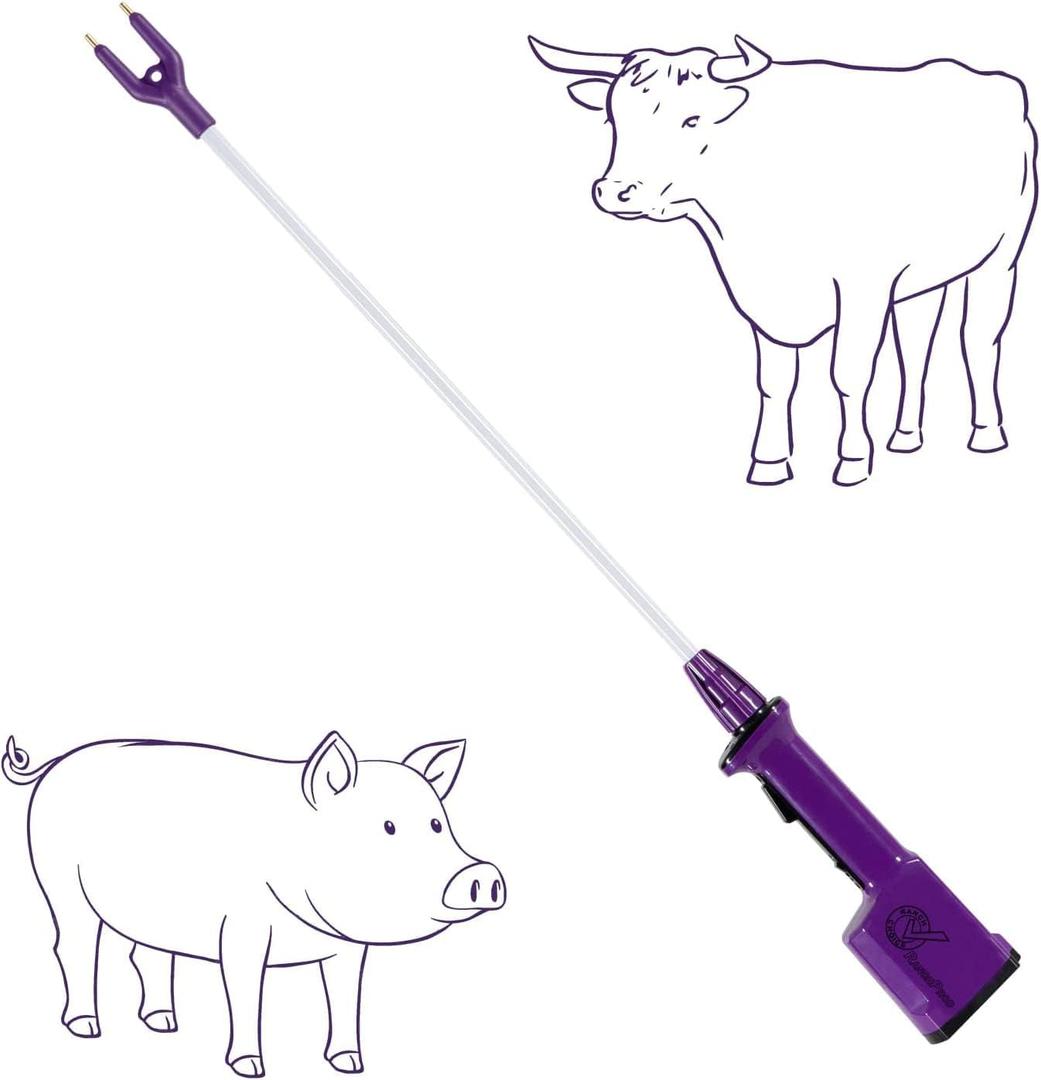Purple Rechargeable Livestock Prod Waterproof Cattle prod with 43 Flexible Shaft (Total Length 53 1/2 inch)