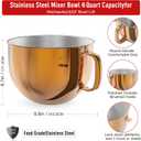 6QT Stainless Steel Mixer Bowl for Kitchenaid Stand Mixers, Kitchen Aid Mixing Bowl for 6QT Lift Mixer with Handle Copper