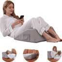 Bedluxe Knee Wedge Pillow, Memory Foam Leg Pillow Knee Pillow for Back Sleeping, Wedge Pillows for Legs Post Surgery, Triangle Pillow for Knee Support, Leg Elevation, Knees Hip Back Pain Relief, Grey